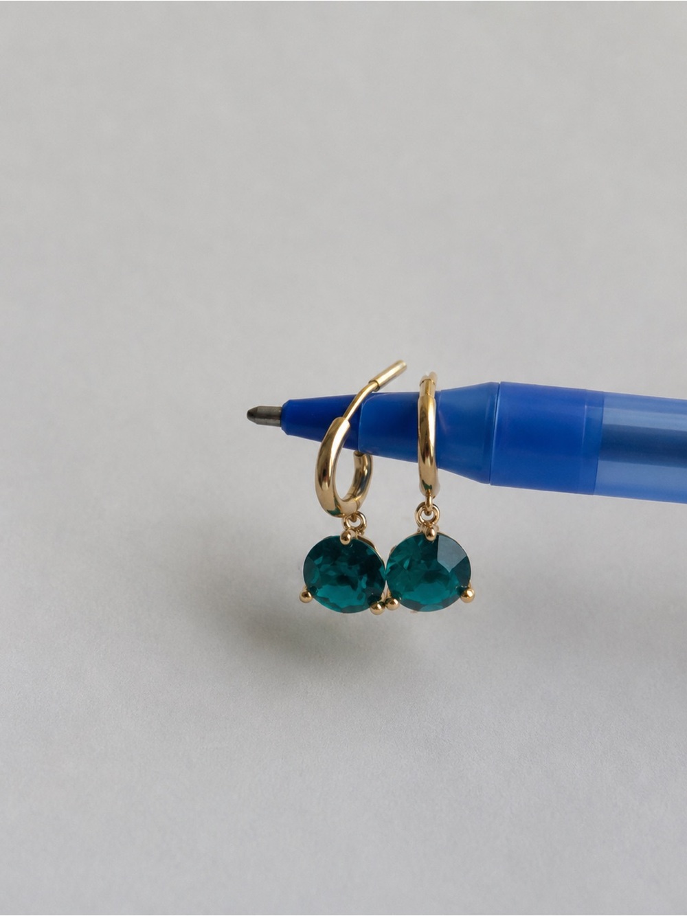 kate spade Gold Hoops with Teal Gem Drops